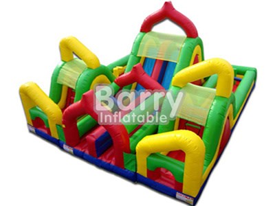 Guangzhou manufacturer commercial inflatable obstacle course with slide BY-OC-061